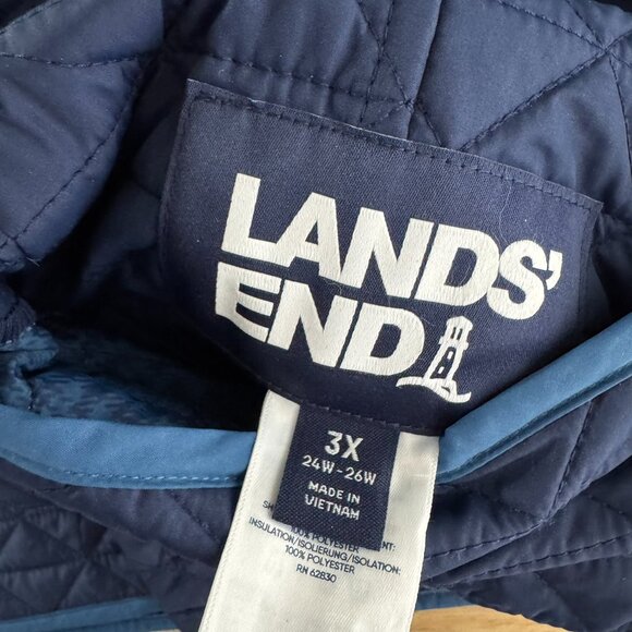 Lands' End Reversible Quilted Vest Womens 3X Blue Polyester Outdoor CJ-2175 - Picture 9 of 12